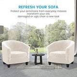 MIFXIN 2 Pieces Velvet Tub Chair Covers with Cushion Cover Stretch Soft Removable Tub Chair Slipcovers Armchair Sofa Couch Furniture Protector for Living Room Club Bar Counter Hotel (Beige)