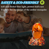 Jurassic 3D Mosquito in Amber Resin, Mosquito Resin with Volcanic Lava Lamp Base with Remote 16 Colors Flashing RGB Dimmable, True 3D 3.3 Inches Tall Dinosaur DNA Replica Paper Weight Gifts