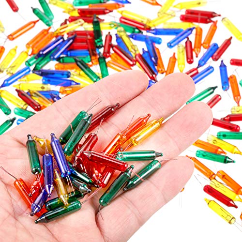100 Count 2.5V Christmas 50/100/150/200 Count Mini Incandescent Wire String Lights Replacement Bulbs Indoor Outdoor Christmas Lights Decorations for Home Xmas Tree (Red, Yellow, Blue, Green, Orange)