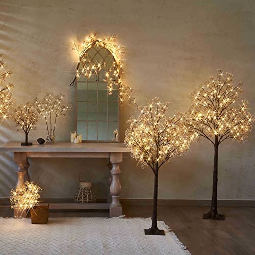Hairui Artificial Baby Breath Flowers Tree with Lights 5FT 126LED,Prelit Lighted Gypsophila twig Tree for Wedding Party Christmas Holiday Decoration Indoor Outdoor Use