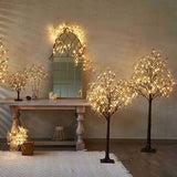 Hairui Artificial Baby Breath Flowers Tree with Lights 5FT 126LED,Prelit Lighted Gypsophila twig Tree for Wedding Party Christmas Holiday Decoration Indoor Outdoor Use