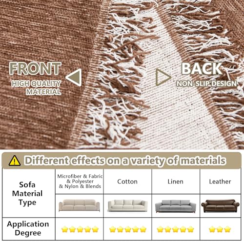 MYSKY HOME Oversized Armchair Couch Cover for 1 Cushion Couch, Washable Sofa Protector, Chair Couch Covers with Tassel Sofa Covers Sofa Throws Sofa Slipcovers Futon Cover for Pet, Kid, 71"X91", Camel