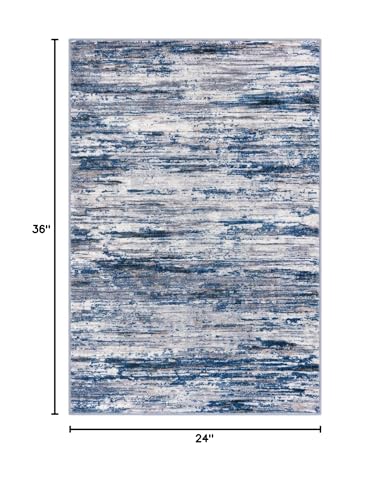 SIILOOM 2x3 Modern Abstract Rug for Entryway, Navy Blue Gray Neutral Multi Super Soft Small Area Rug, Washable Slip-Resistant Kitchen Rugs, Low-Pile Mat for Bedside, Indoor Door Mat