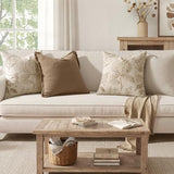 Set of 2 Decorative Floral Pillow Covers 18x18 Inch Tan Beige