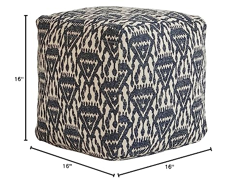 47th & Main Modern Footstool, Blue Accent Pouf