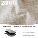 PONY DANCE Beige Linen Blackout Curtains 84 Inch Long for Bedroom Living Room, Cream Back Tab/Rod Pocket Full Black Out Drapes Rustic Farmhouse Curtains for Window, 52" X 84" 7 FT, 2 Panels, Natural