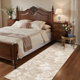 Soalmost Floral Runner Rug 2.5x8 for Hallway, Washable Soft Neutral Rug Tan