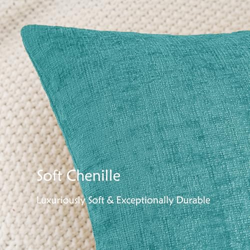 HWY 50 Throw Pillow Cover 20x20 Inch Soft Chenille Teal Pack of 2