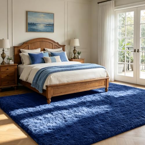 Shag Area Rugs for Living Room Bedroom,Large Ultra Soft Fluffy Area Rugs for Dorm,Indoor Carpet Plush Rugs for Living Room Home Decor (Blue, 10X14 Feet)