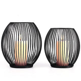 Outdoor Candle Holder Decor Set - Black Candle Holder - Candles Holders for Table Centerpiece - Hurricane Candles Holder for Pillar Candles Cage Candle Holders Black Wire Decorative
