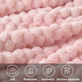 BEDELITE Fleece Decorative Blanket - 3D Jacquard Pink Throw Blankets for Women's Couch & Bed, Soft and Cozy Warm Plush Fluffy Blanket, Cute Birthday Gift for Women, 50x60 Inches