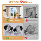 1 Inch Black Double Curtain Rod for Windows 66 to 120 Inches (5.5 to 10 Ft), USFOOK Adjustable Curtain Pole, Crystal Window Treatment Rods for Sliding Glass Door, Wall mounted