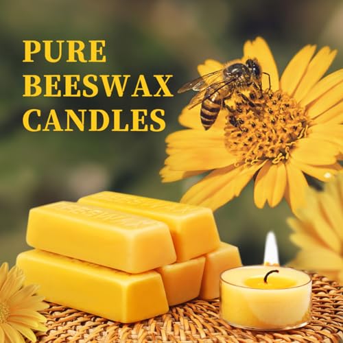 36 Packs Beeswax Tealight Candles- 4 Hour Burn Time Beeswax Candles Burn Evenly and Clean Bees Wax Candles Bulk Smokeless Beeswax Tea Lights for Relaxing Air Purification
