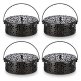 4 Pcs Portable Mosquito Coil Holder with Lid, Round Heat-Resistant Iron Alloy Incense Burner Box for Outdoor Camping, Balcony, Patio, Travel (Bronze)