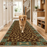 Waterproof 4x10 Rug Runners for Hallways Non Slip for Dogs, Brown Paws