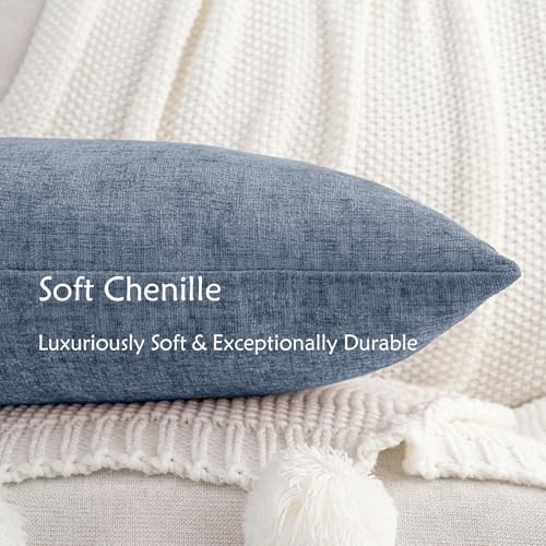HWY 50 Throw Pillow Cover 18x18 Inch Soft Chenille Dark Grey Blue Pack of 2