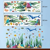 300 Pcs Ocean Wall Decals Stickers Under The Sea Ocean Animal Peel and Stick 2 Sheets Large Coral Reef and Seaweed, Bubbles Vinyl Sticker for Kids Toddler Baby Nursery Living Room Office Bathroom
