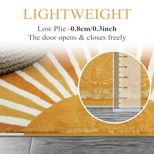 Lahome Yellow Rainbow Sun Washable Area Rug 6x9 for Classroom