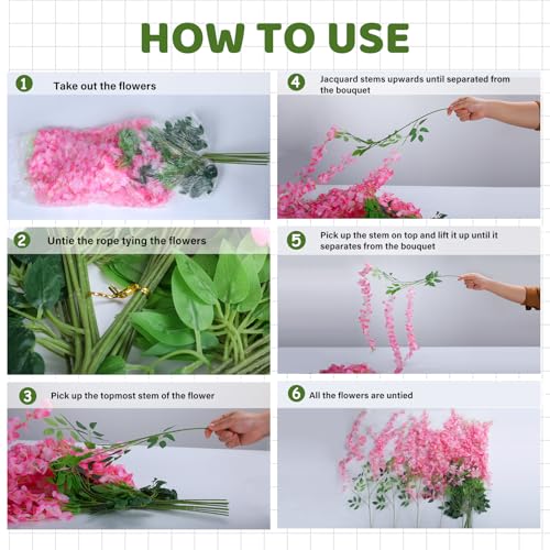 Alotiki Wisteria Hanging Flowers,12 Pack Fake Hanging Flowers,Wisteria Artificiales Garland for Home Wedding Arch Floral Party Garden Ceremony Outdoor Decor,3.6 Feet Long(12,Purple)