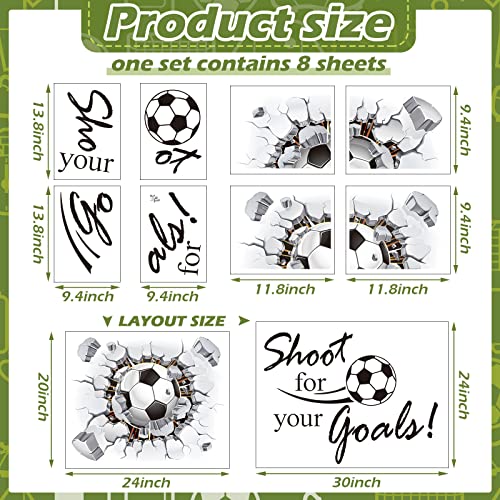 Gersoniel Soccer Wall Decal Gift 3D Soccer Wall Decor Stickers for Room Decor Football Stuff Shoot for Your Goals Football Sticker for Kid Boy Bedroom Art Decoration