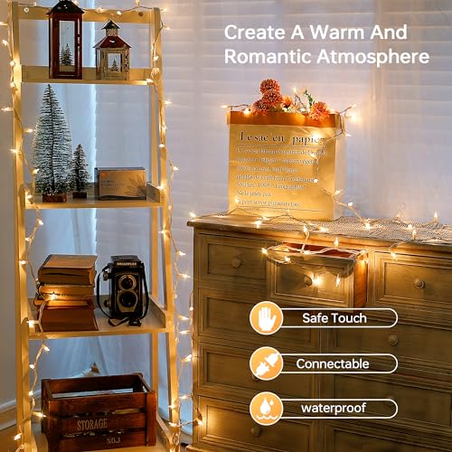 100 Count Clear Christmas Lights White Wire,23Feet Incandescent Clear Mini Lights, Connectable Indoor Outdoor Christmas Tree String Lights, Birthday, Holiday, Party, Wedding, Xmas,Warm White