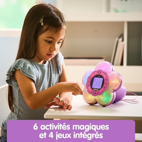 VTech - KidiMagic Galaxy Light Pink, 9 in 1 Children's Alarm Clock Radio with Light Effects, Projection of Aurora Borealis on the Ceiling, Speaker, Games, Gift for Children from 6 to 12 Years