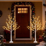 Dazzle Bright 2 Pack Lighted Birch Tree, 4 FT Total 96 LED Pre-lit Artificial Christmas Tree with Timer, Christmas Decorations Indoor Outdoor for Home Garden Party Thanksgiving Decor, Warm White