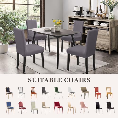 Sufdari Dining Chair Covers,Kitchen Cover,Parsons Slipcover,Spandex Protectors for Room Stretch Chairs Cover Set of 4 -Gray