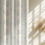 100% Boho Blackout Curtains 84 Inches Long for Bedroom, Blue on Beige Patterned Bohemian Curtains for Living Room, Geometric Striped Thermal Insulated Window Drapes Grommet Top 2 Panels