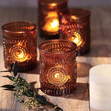 Amber Votive Candle Holders Set of 36- Glass Tea Lights Candle Holders Bulk