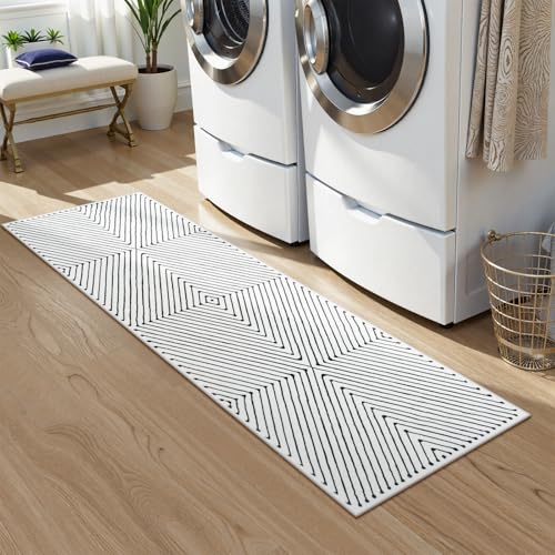 LIVEBOX Washable Runner Rug 2x6, Modern Kitchen Runners Entryway Runner Rug, Non-Shedding Non-Slip Indoor Carpet for Hallway Kitchen Entryway Laundry Room Bathroom