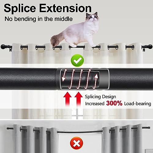 Black Curtain Rods for Windows 28 to 48 Inch, 5/8 Inch Small Curtain Rod For Bathroom, Living room, Kitchen (size：28-52 Inch)