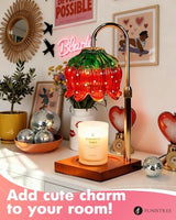 Strawberry Candle Warmer Lamp with Timer Dimmer, Adjustable Height Mothers Day Birthday Gifts for Women Mom House Warming Gifts New Home Bedroom Decor, Cute Candle Warmer Light for Jar Candles