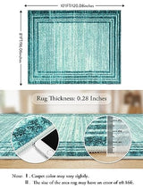 Lahome Amabel Abstract Teal 8x10 Area Rugs for Living Room, Washable Modern Bedroom Rug 8x10 Stain Resistant, Low-Pile Soft Minimalist Bordered Large Indoor Carpet for Office Dining Room