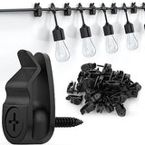 Outdoor String Lights Clips, Weatherproof Cable Hanger Hooks for Hanging Fairy Lights, Holiday Decor - Black, 50 Pack