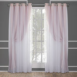 TOWN & COUNTRY LUXE Talia Double Layer Indoor Curtains, Sheer and Room Darkening Blackout, Grommet Top, Energy Efficient, 2-Pack Set, 52"x84", Rose Blush