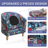 hyha 2 Pieces Printed Tub Chair Slipover with Cushion Cover, Removable Stretch Club Chair Cover for IKEA Tullsta, Armchair Cover Furniture Protector for Living Room,Blue Green