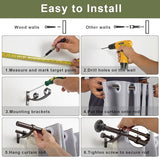 Double Curtain Rods 36 to 72 Inches with Solid Aluminum Alloy Brackets, 1 Inch Adjustable Drapery Rod, Heavy Duty Dual Curtains Rod for Window, Sliding Door, Bedroom Decoration, Matte Brown