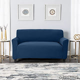 Vivian Stretch Diamond Living Room Love Seat Cover, Stretchy Soft & Comfortable Feel Fabric, Protects and Transforms Furniture, Machine Washable, 96.5x47.25 Inches (Navy)