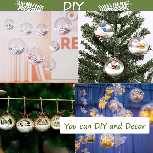 40PCS 80mm/3.14inch Large Clear Ball Ornaments, 20Set Clear Plastic Fillable Christmas Balls Shatterproof Ornament Bauble for DIY Crafts Wedding Party Decor Holiday Home Decor