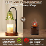 Small Candle Warmer Lamp with Timer, Adjustable Green Lamp Warmer for Jar Candles, Unique Women Gifts for Birthday, Dimmable Candle Heater, Mothers Day Gifts, Cute Wax Warming Light with Wood Base