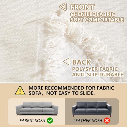 MEETSKY Sofa Cover Cushion Couch Cover Chenille Sofa Cover L Shape Sectional Covers for Dogs Washable Luxury Bed Blanket Furniture Protector for Pets,Kids(X-Large: 71" x 118", Beige