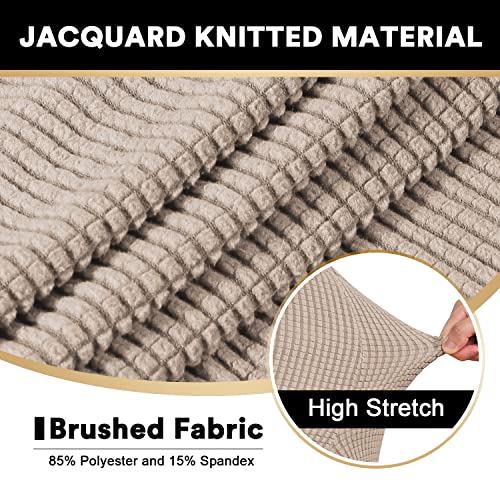 PrinceDeco T Cushion Sofa Slipcover 3 Pieces Sofa Covers for T Cushion Couch Soft Couch Covers Sofa Slip Cover Furniture Covers with 2 Individual T Shape Seat Covers Width Up to 88", Sand