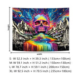 Lahasbja Blacklight Skull Tapestry UV Reactive Galaxy Mountain Planet Tapestries Magic Neon River Wall Hanging Aesthetic Skeleton Wall Decor Forest Trees Landscape Backdrop for Living Room