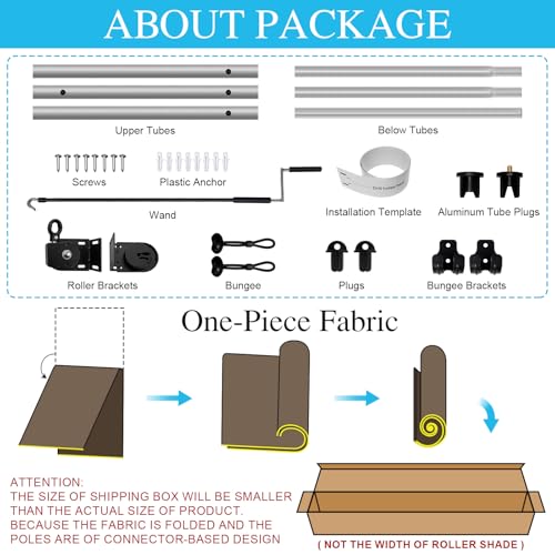 Amagenix Outdoor Roller Shades, 220GSM HDPE Exterior Cordless Patio Shades Roll Up Outdoor Blinds for Porch Gazebo 10'(W) x 8'(H), Spliced Poles Design, Mocha