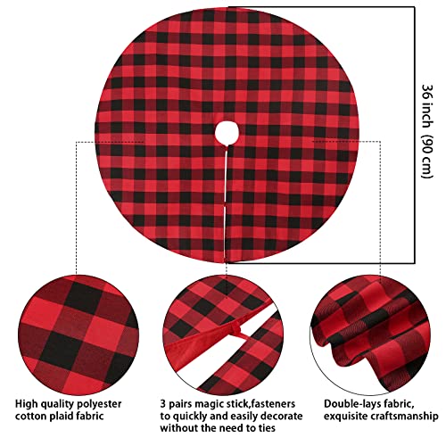 Tree Skirt 36 Inch Black Red Buffalo Plaid Christmas Decor Christmas Tree Skirts Buffalo Check Tree Skirting or Xmas Holiday Tree