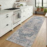 2x6 Washable Runner Rug for Hallway Kitchen Entryway, Blue