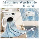Washable Rug 8x10 Area Rugs for Living Room: Large Neutral Soft Rug Abstract Non Slip Low Pile Modern Carpet for Bedroom Kitchen Nursery Office Dining Room Indoor (Lightblue, 8'x10')