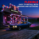 50ft Rope Lights For Outside,Connectable Flexible Tube Lights with 8 Modes Controller,Waterproof Red/Blue/White LED Rope Lighting for Deck,Garden,Pool,Patio,Bedroom,Indoor & Outdoor Landscape Lighting
