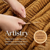 Boho Knitted Chenille Blanket with Tassels - Lightweight & Soft All-Season Throw - 3D Classic Pattern for Living Room Bedroom Couch, Amber Brown, Throw 50"x60"